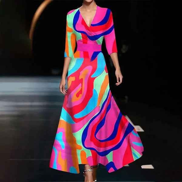 Blumiges maxikleid - elegante wickelrobe für besondere anlässe