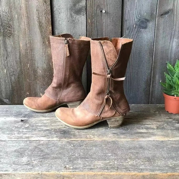 Schicke braune Stiefeletten aus Kunst für Damen