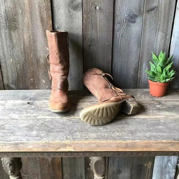 Schicke braune Stiefeletten aus Kunst für Damen
