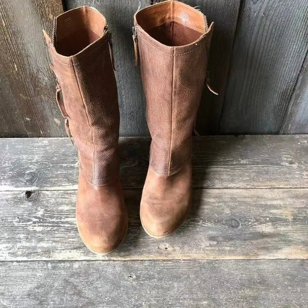 Schicke braune Stiefeletten aus Kunst für Damen