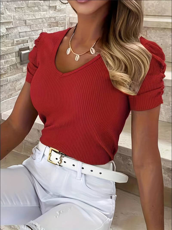 Ripp-t-shirt - elegante damen sommerbluse