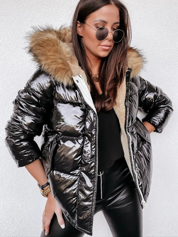 Puffermantel - metallisch für einen stylishen winterlook