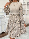 Floral kleid - schickes apricot damenkleid mit geripptem oberteil