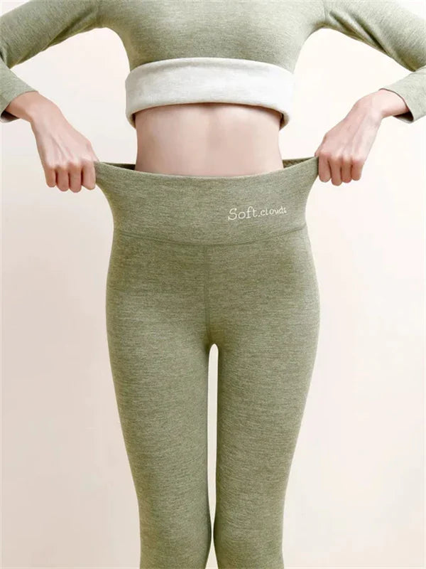 Fleece gefütterte leggings - gemütliche, lässige slim fit leggings für damen