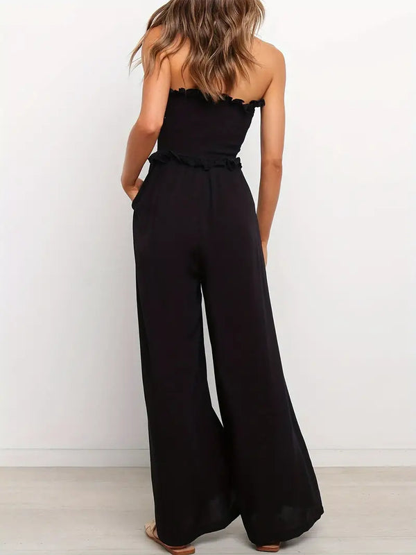 Strapless jumpsuit - stylischer schwarzer damen-overall