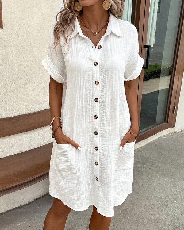 Knopfverschluss shirtkleid - chices damen casual kleid