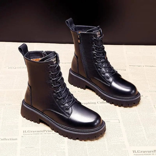 Schwarzi schnürrstiefel - robuste damenstiefel aus veganem