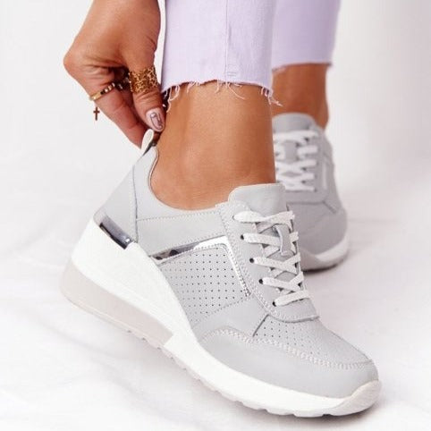 Damen freizeit sneaker - stylische atmungsaktive sneakers mit keilabsatz