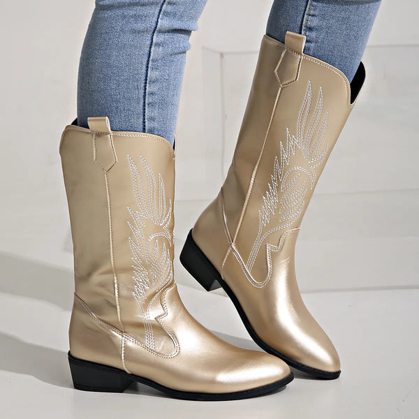 Cowboy stiefel - stilvolle damen pu schuhe mit weichem innenfutter