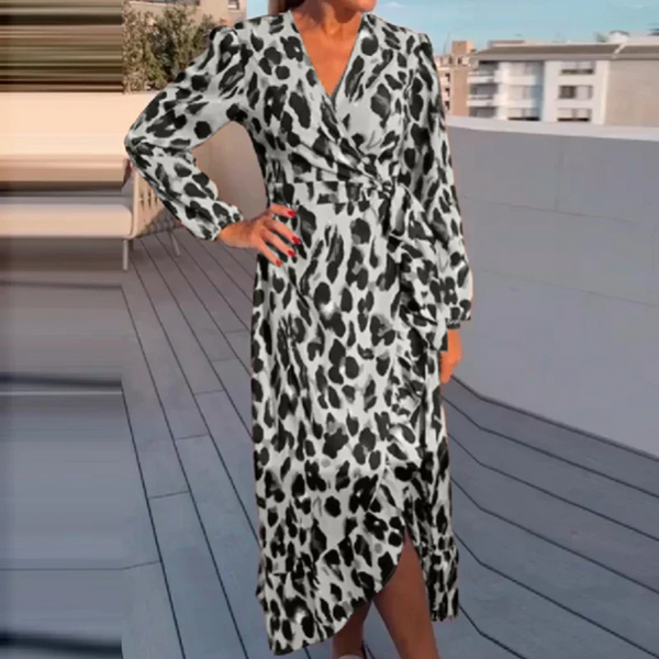 Dä frauen midi-dress mit tiermuster - stilvoll und elegant für jede gelegenheit