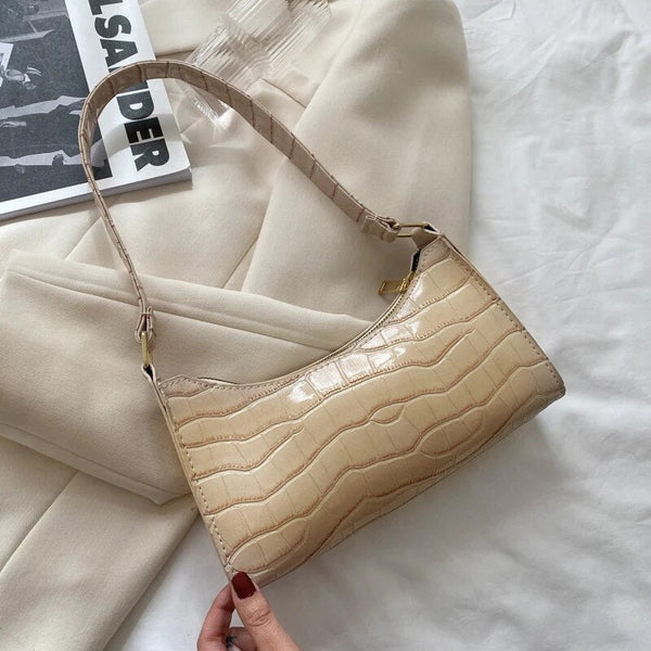 Krokodil-textur handtasche - elegante schultertasche für damen