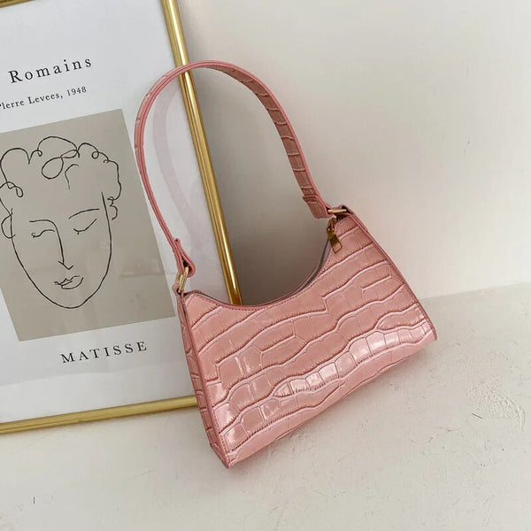 Krokodil-textur handtasche - elegante schultertasche für damen