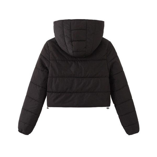 Kurze gesteppte Jacke mit Reißverschluss und Kapuze - Winterjacke für Damen