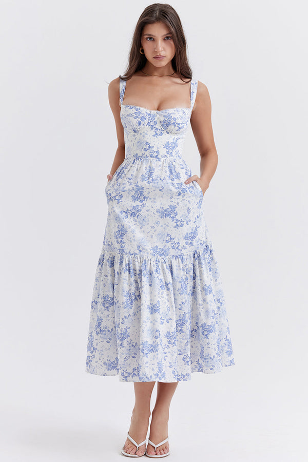 Blumige midi-kleid - elegante sommerkleid für besondere anlässe