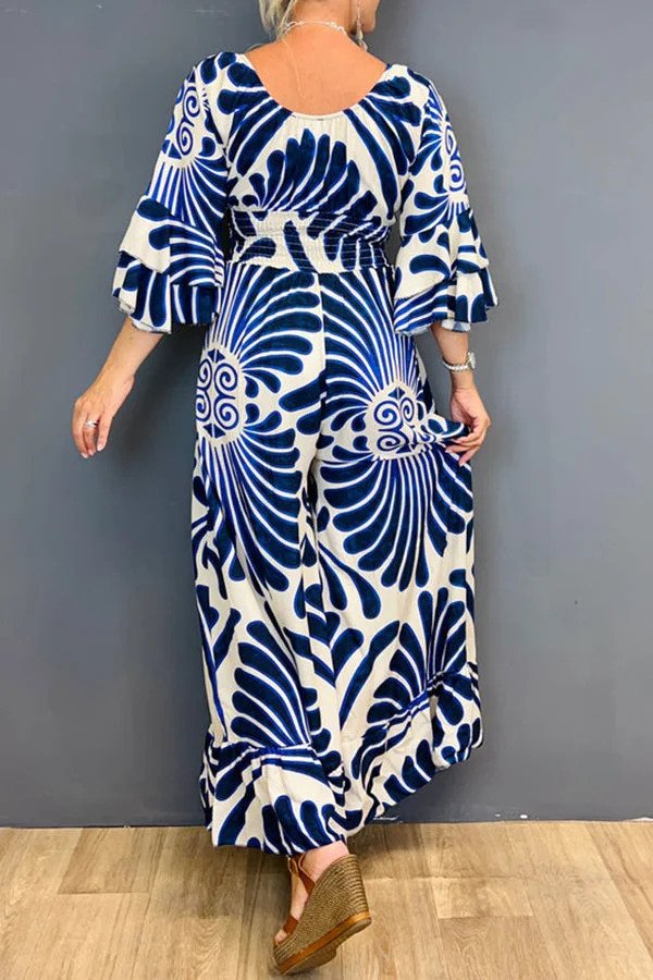 Vintage jumpsuit mit blumenmuster - stilvolles weitbein-design für frauen