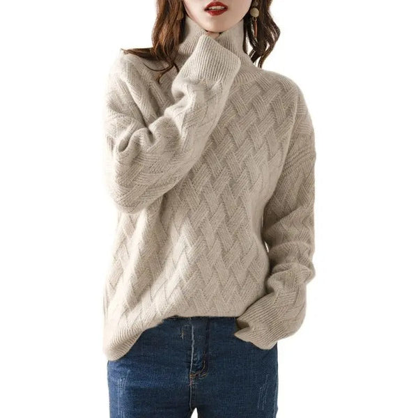 Gestrickter Pullover – Warmer Damenpullover mit Zopfmuster und lockerer Passform