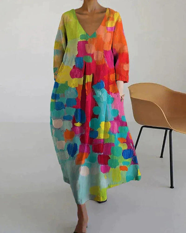 Bunt midi kleid - farbiges damenkleid