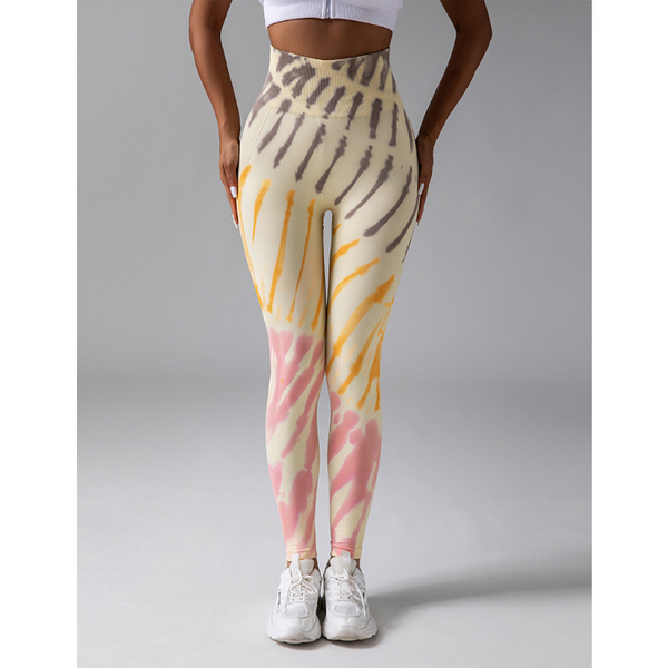 Damen tie-dye leggings - atmungsaktive, hochgeschnittene trainingshosen