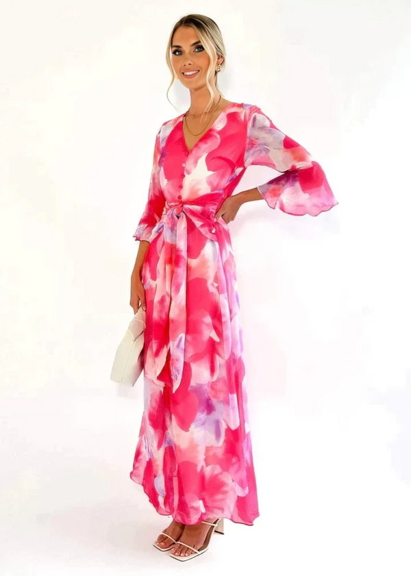 Maxi kleid - elegantes langes pinkes damenkleid