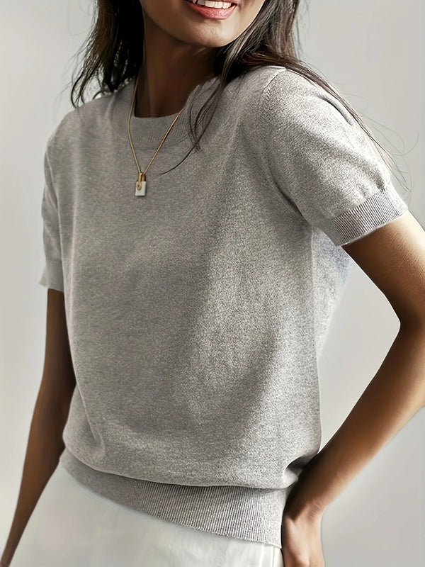 Lässiger kurzarm-jumper – gemütlicher damen stricktop
