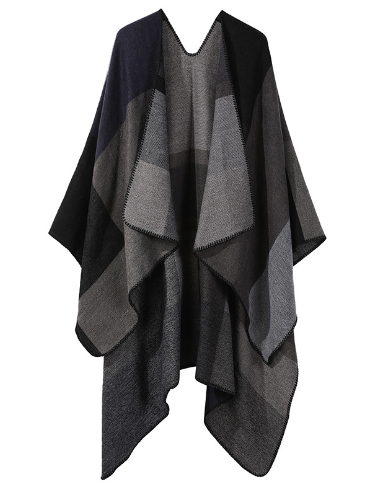Poncho - stylischer oversize farbkombination poncho für damen