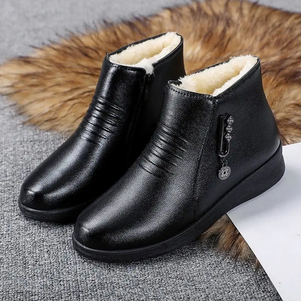 Ankle boots - stilvolle damen faux warm gefüttert mit reissverschluss