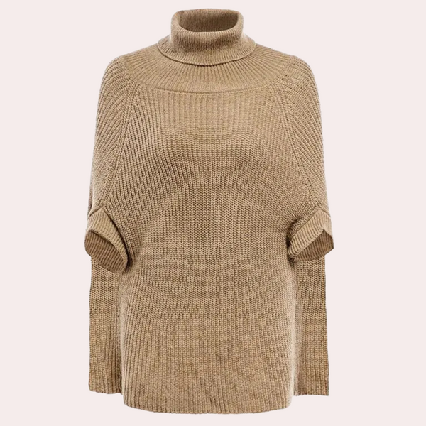 Khakifarbene oversized strick poncho kleid - stylischer look für damen