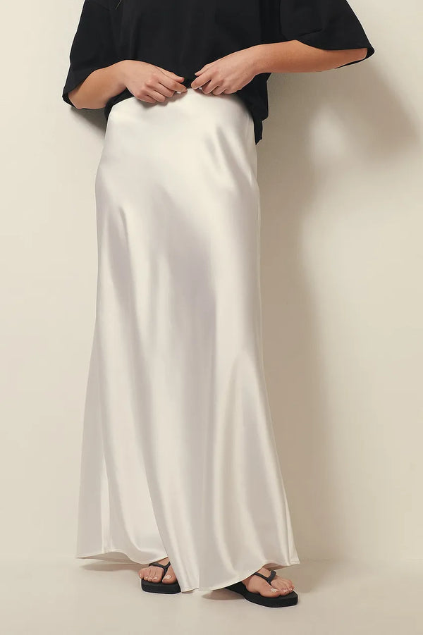 Satin maxirock - elegante damen rock mit hoher taille
