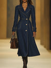 Navy denim trenchcoat - klassische langarmjacke für frauen