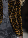 Leopardenmuster samtblazer - trendige, taillierte jacke für frauen