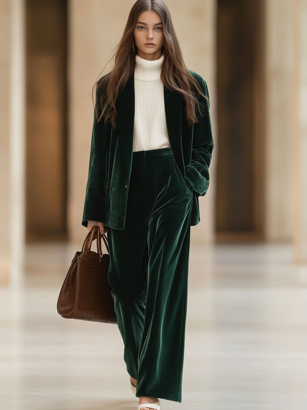 Samte blazer und hose - elegante damenanzug kombination