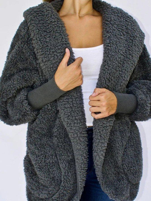 Gemütlicher faux-faux fur cardigan - oversized damenjacke