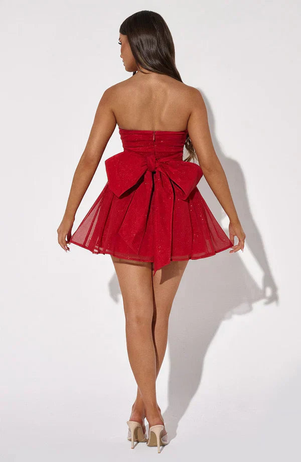 Trägerloses party-kleid - elegantes kurzes kleid für damen