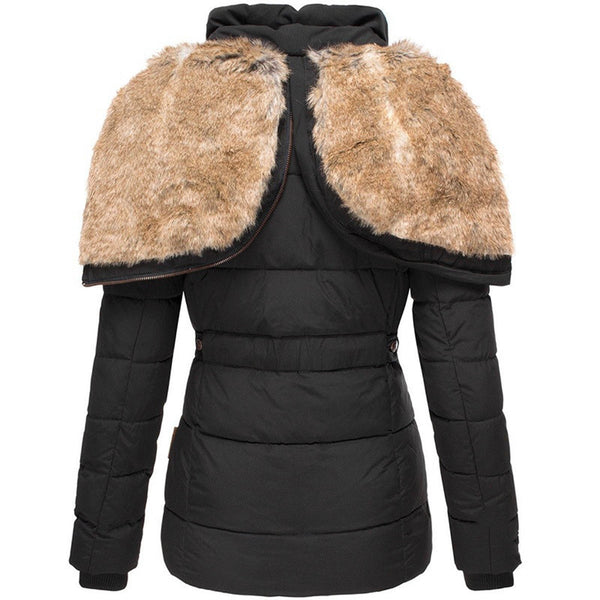 Warm gefütterter wintermantel mit pelz