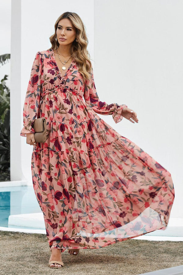 Maxi floral kleid - elegante pinke sommergarderobe für frauen