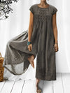 Boho jumpsuit - elegante damen leinenkleid mit stickerei