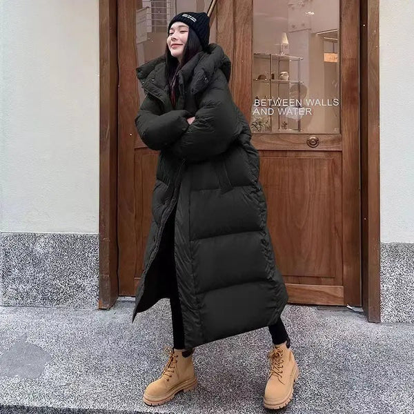 Lange gepolsterte jacke - trendige damen winterjacke mit kapuze