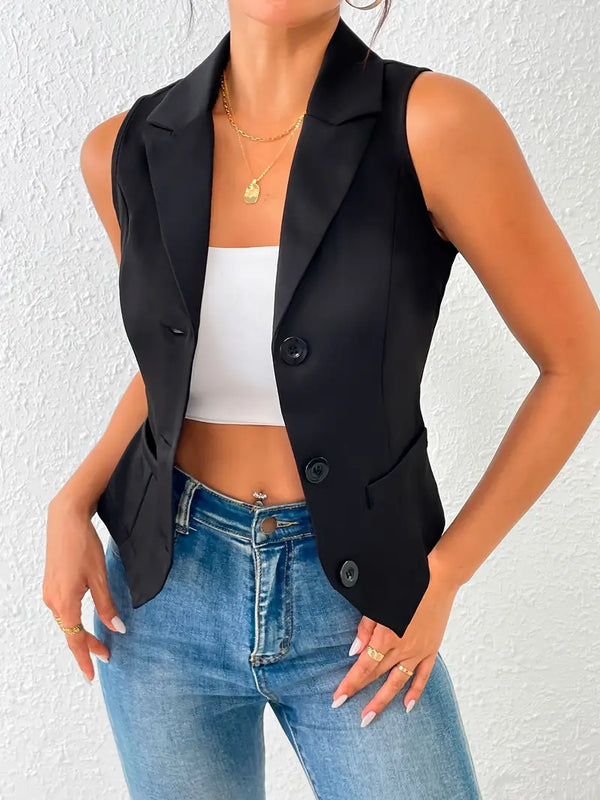 Elegante schwarze satinweste - tailliertes, ärmelloses top für frauen