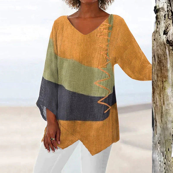 Lässiger, weitschwingender top - stylische damen v-ausschnitt bluse