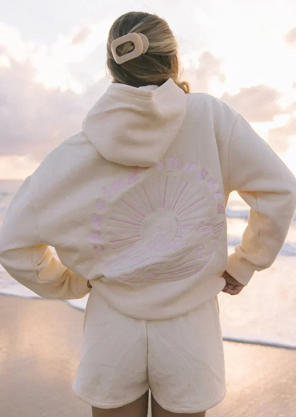 Hoodie - dames oversized pullover mit tropischem wellen-design