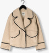 Teddy-Mantel für Damen – Oversize Wintermantel in Beige mit Schwarzen Akzenten
