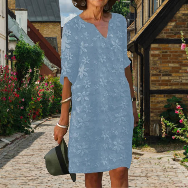 Blumig besticktes kleid - elegante sommerkleid für damen