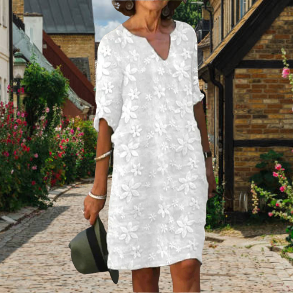 Blumig besticktes kleid - elegante sommerkleid für damen