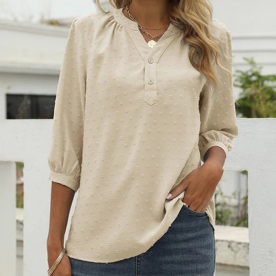 Damen bluse - schicke bluse mit dreiviertelärmeln in grün für den alltag