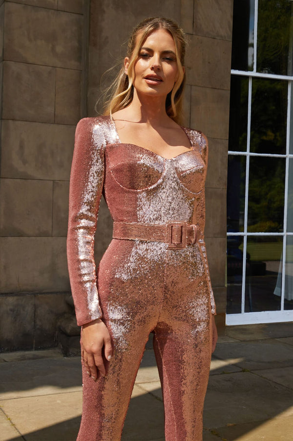 Glitzer-Jumpsuit – Elegants Damen-Outfit mit taillierter Passform