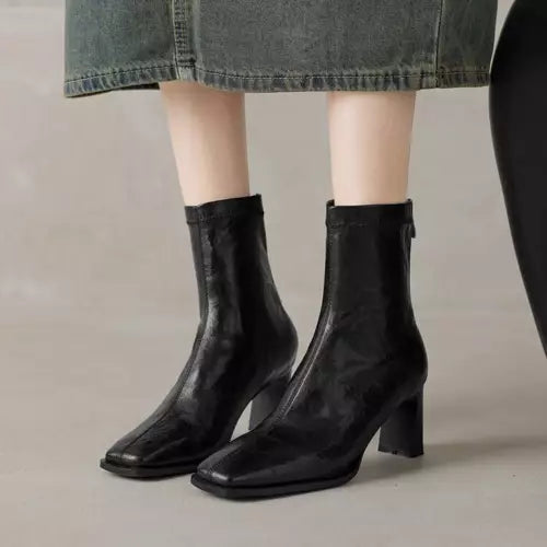 Stiefeletten aus Kunst für Damen mit quadratischer Spitze – bequem und langlebig