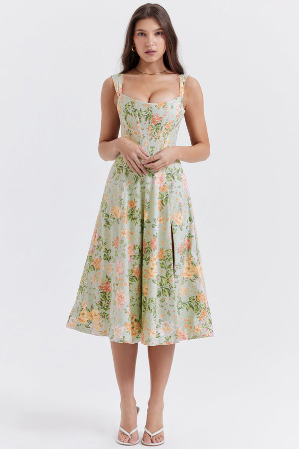 Blumige midi-kleid - elegante sommerkleid für besondere anlässe