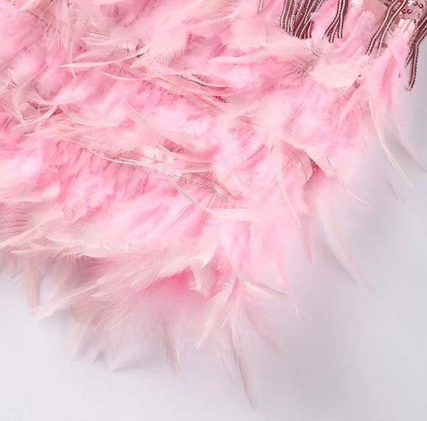 Cocktailkleid - elegantes kleid mit fransen und feder-details