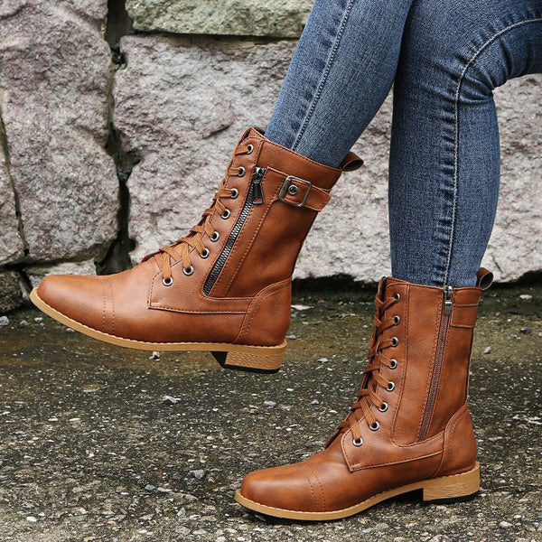 Schnürstiefel aus Kunst für Damen – langlebig und stilvoll