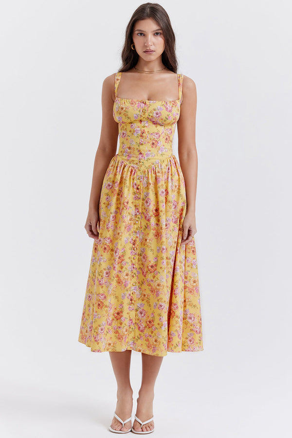 Blumige midi-kleid - elegante sommerkleid für besondere anlässe